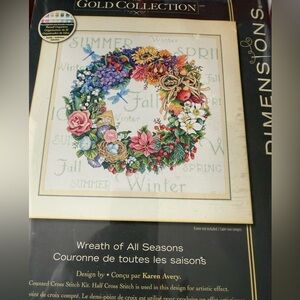 Dimensions Wreath of All Seasons Cross Stitch Kit 14x14